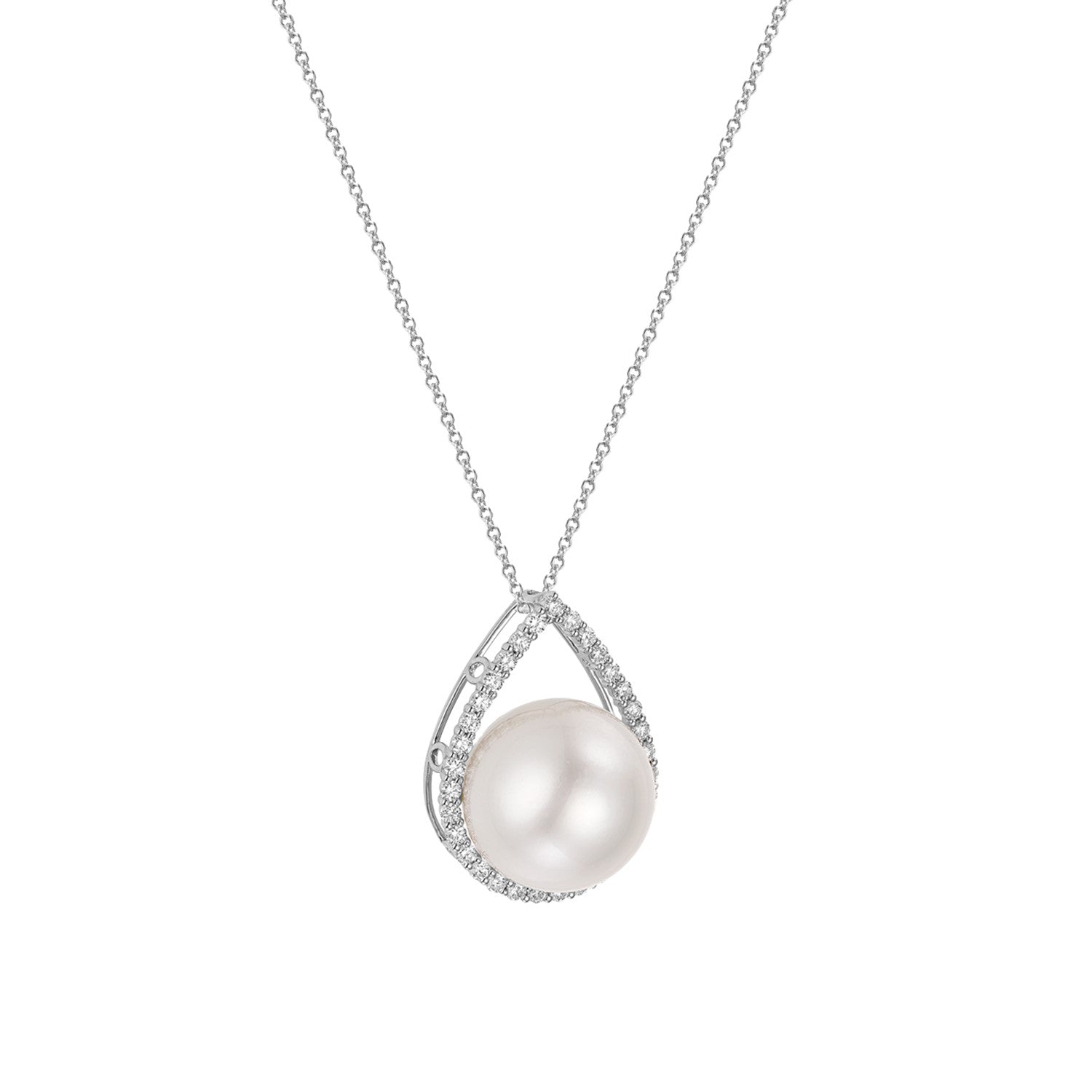 Μενταγιόν Pearls από λευκό χρυσό 18K με south sea pearl και διαμάντια