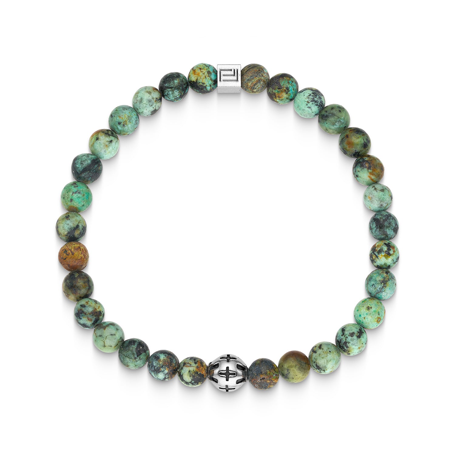 Ανδρικό βραχιόλι με αφρικανικό τυρκουάζ 6mm και ατσάλι