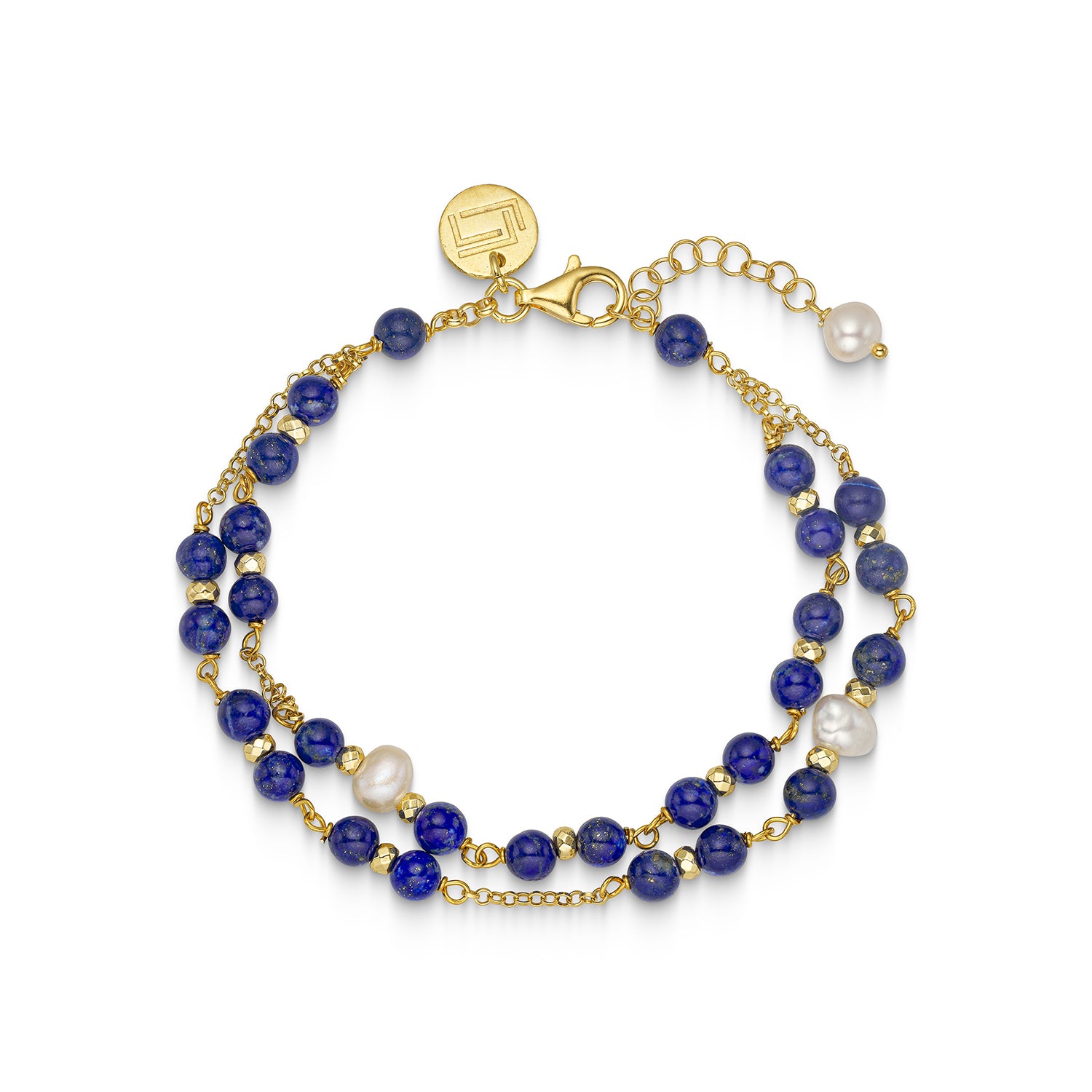 Βραχιόλι Amalfi από επιχρυσωμένο ασήμι 925° με λάπις λάζουλι και freshwater pearls