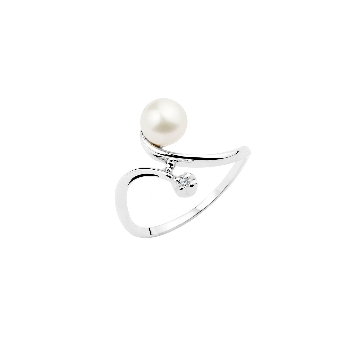 Δαχτυλίδι Pearls από λευκό χρυσό 18K με freshwater pearl και διαμάντι μπριγιάν