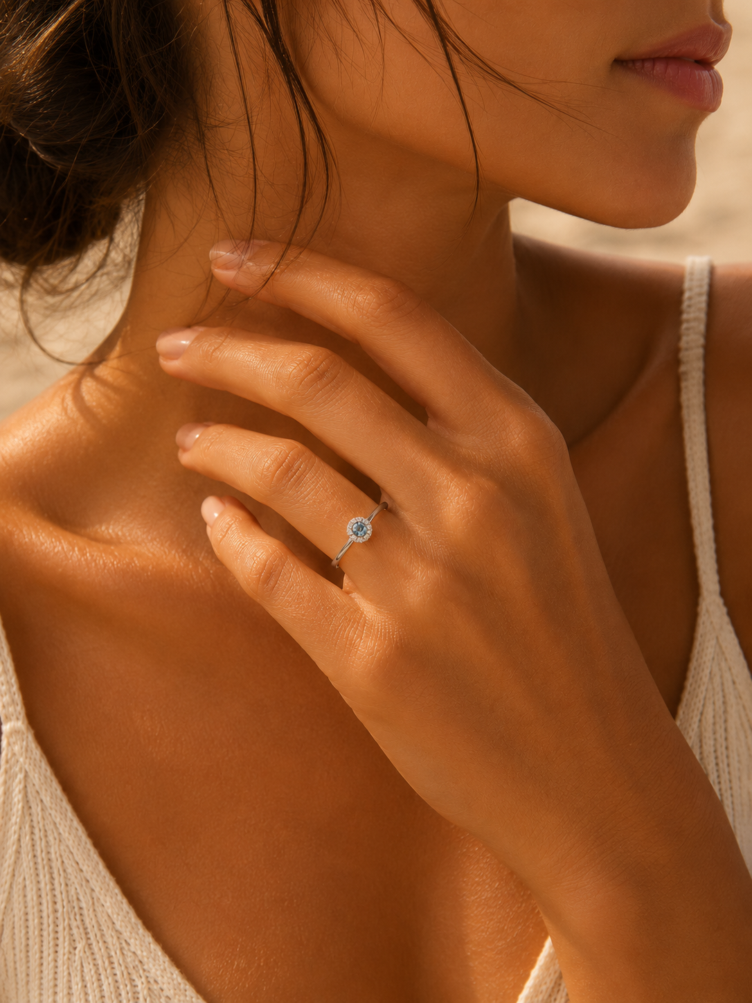 Δαχτυλίδι Gems από λευκό χρυσό 18K με ακουαμαρίνα και διαμάντια μπριγιάν