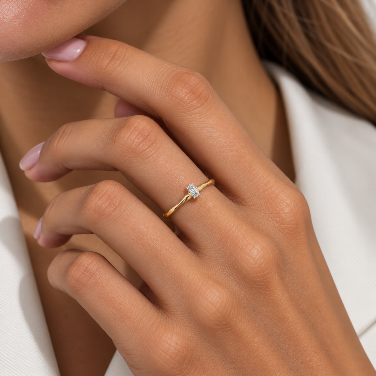 Δαχτυλίδι Diamonds από χρυσό 18Κ με διαμάντι baguette 0.08ct