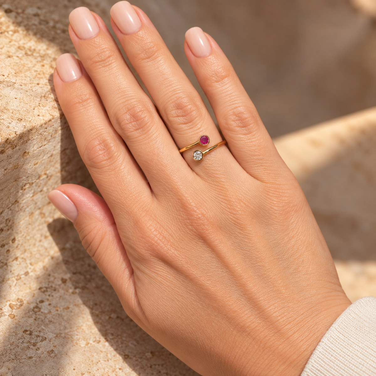 Δαχτυλίδι Gems από χρυσό 18K με ρουμπίνι και διαμάντια μπριγιάν