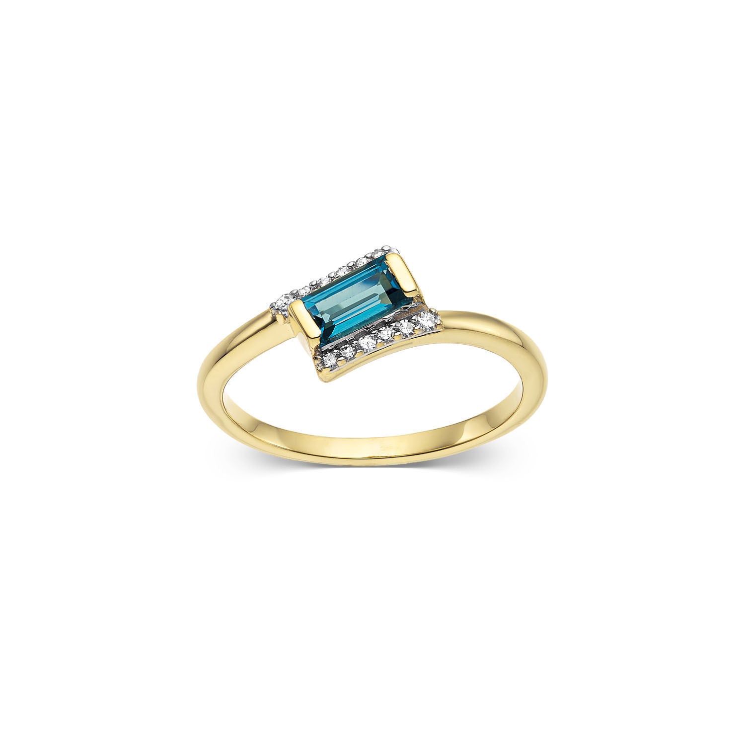 Δαχτυλίδι Secret Garden από χρυσό 18K με London blue topaz και διαμάντια μπριγιάν