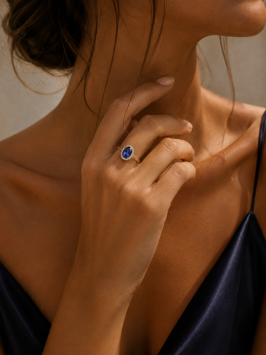Δαχτυλίδι Gems από χρυσό 18K με ζαφείρι και διαμάντια μπριγιάν