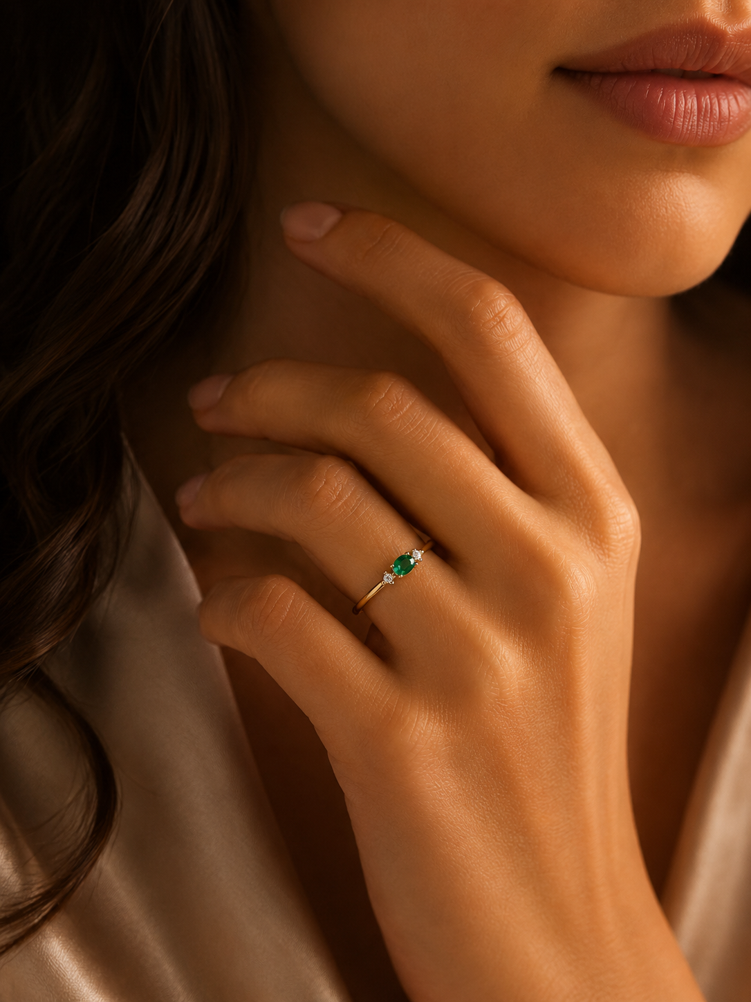 Δαχτυλίδι Gems από χρυσό 18K με σμαράγδι και διαμάντια μπριγιάν
