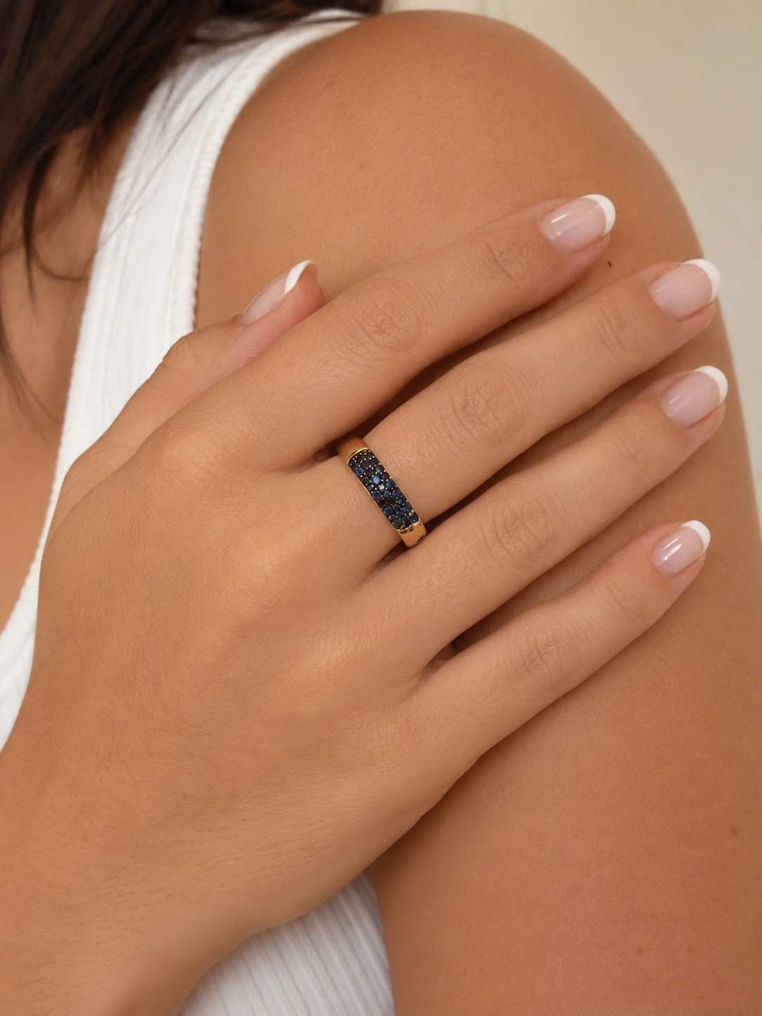 Δαχτυλίδι Secret Garden από χρυσό 14K με μπλε ζαφείρια και διαμάντια