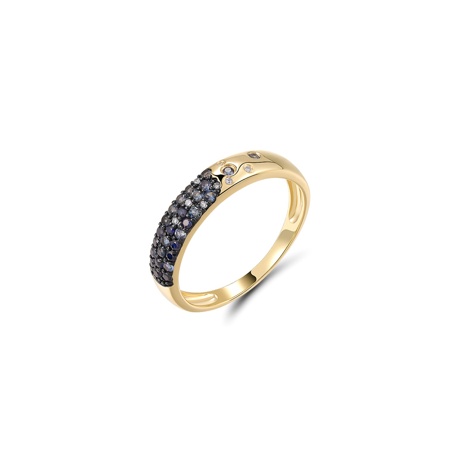 Δαχτυλίδι Secret Garden από χρυσό 14K με μπλε ζαφείρια και διαμάντια