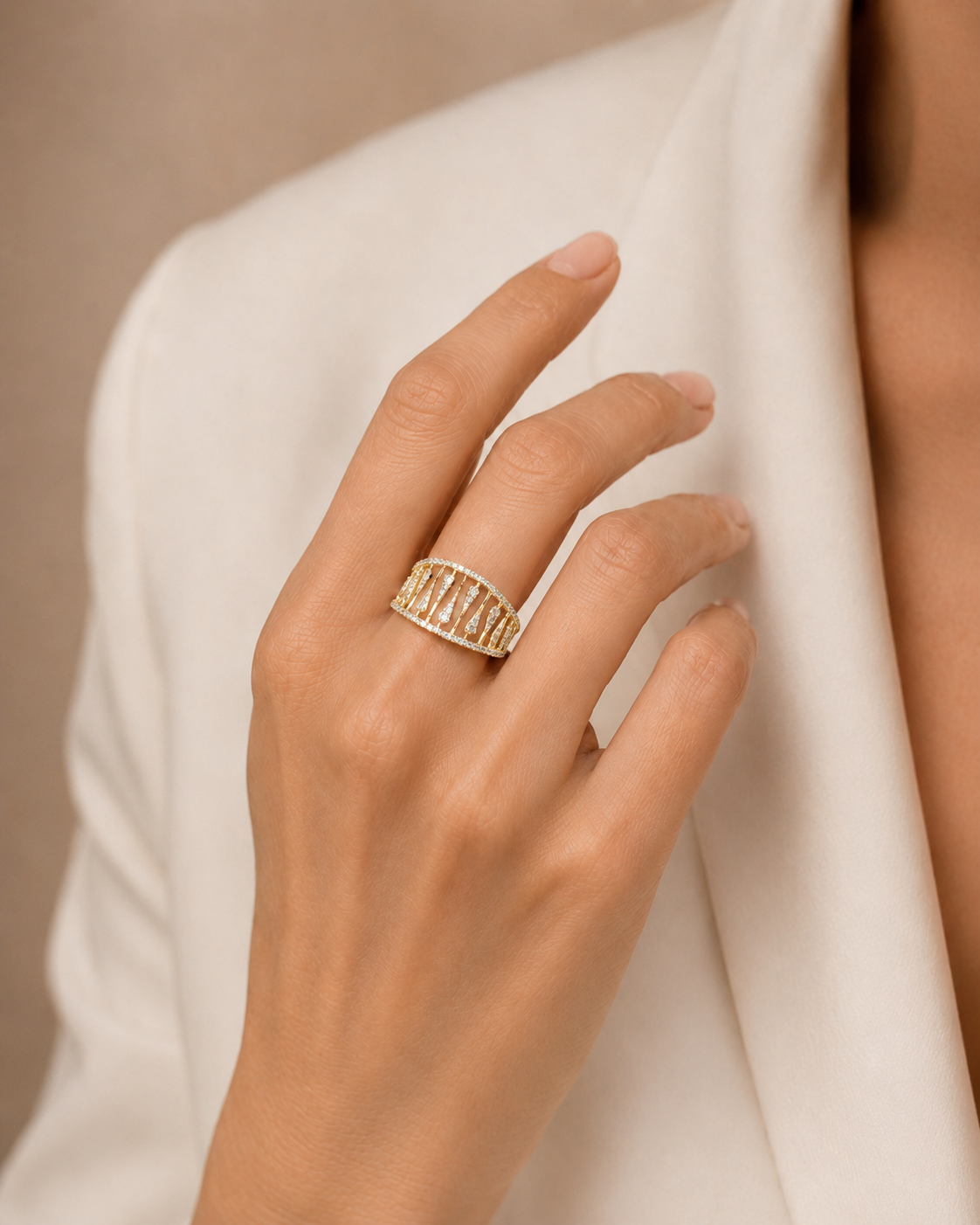 Δαχτυλίδι Fancy Diamonds από χρυσό 14K με διαμάντια μπριγιάν