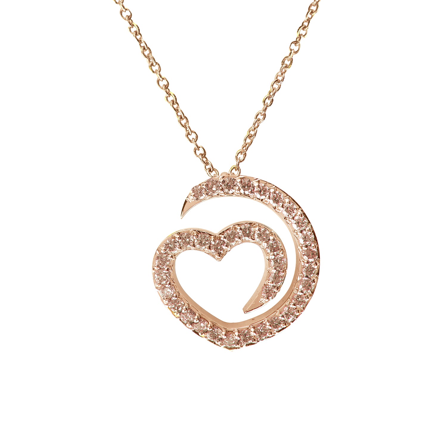 Κολιέ LiLaLove από ροζ χρυσό 18K και καφέ διαμάντια μπριγιάν
