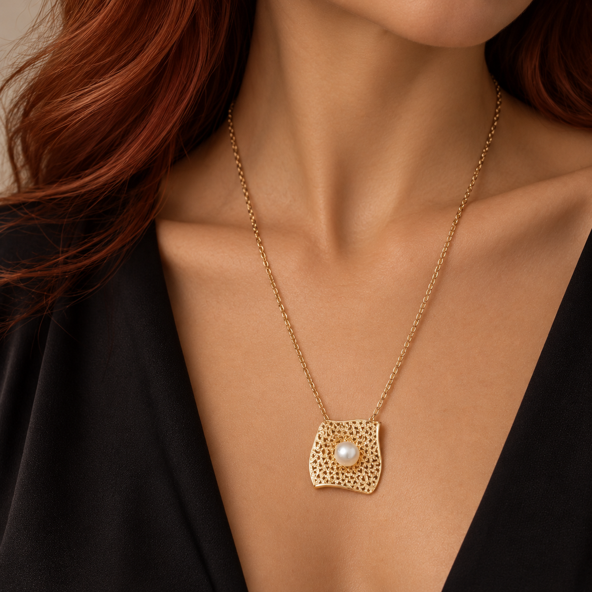 Κολιέ Terra από επιχρυσωμένο ασήμι 925° με freshwater pearl