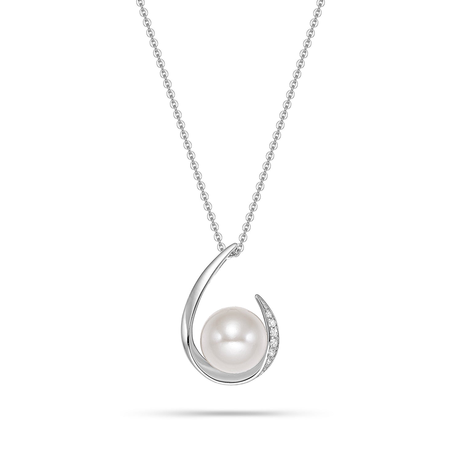 Κολιέ Pearls από επιροδιωμένο ασήμι 925° με freshwater pearl και ζιργκόν