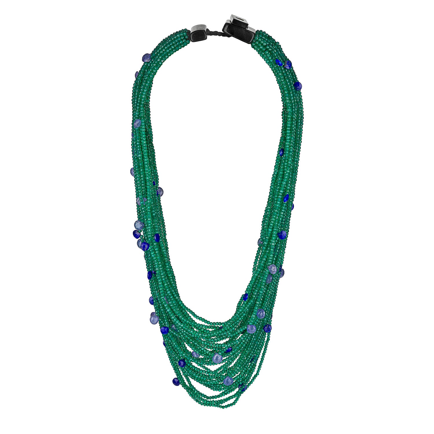 Κολιέ Rio από πράσινο αχάτη ,λάπις λάζουλι και τανζανίτη με ασήμι 925°