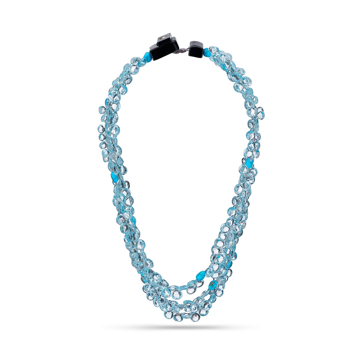 Κολιέ Rio απο sky blue topaz, τιρκουάζ και βακελίτη