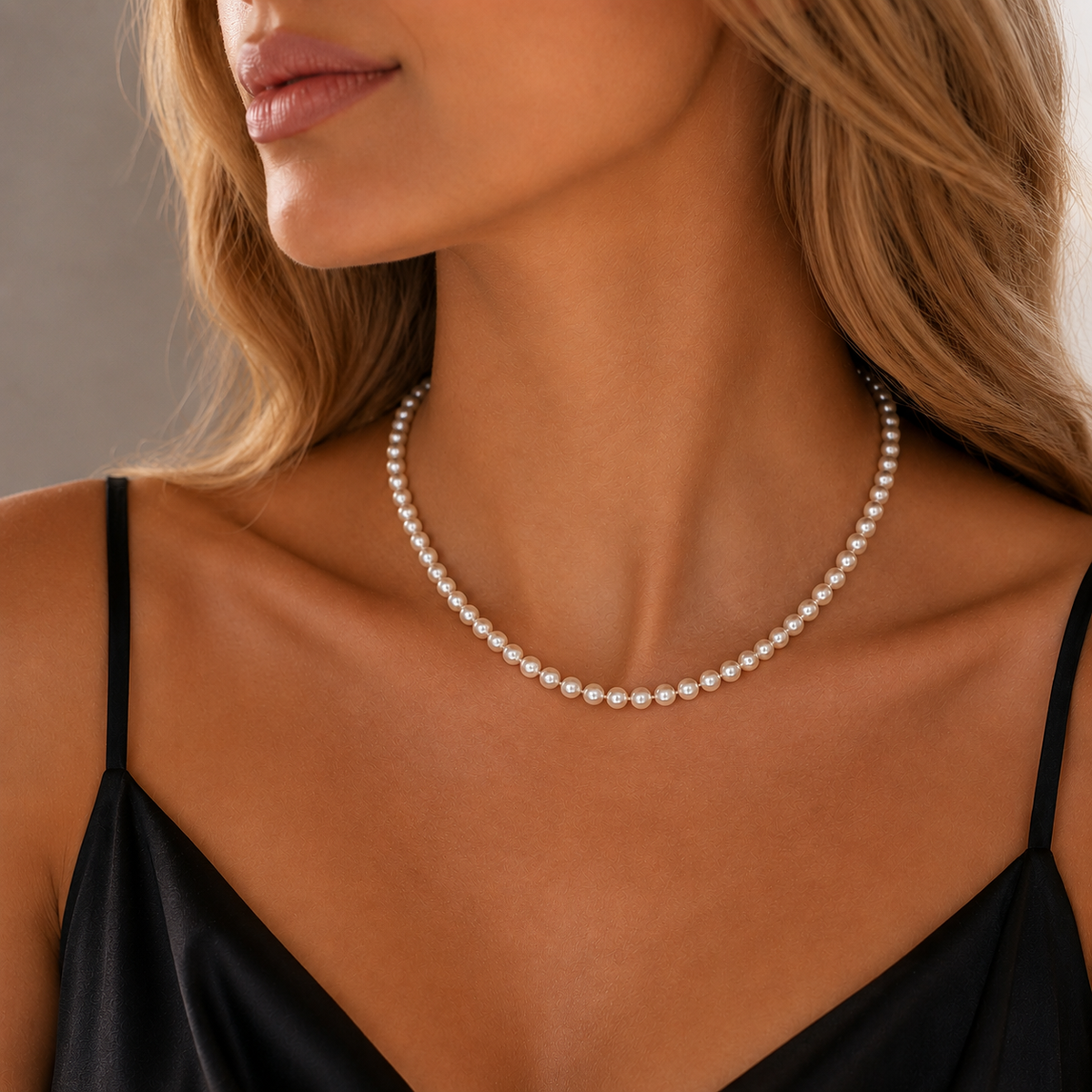 Κολιέ Pearls με freshwater pearls και κούμπωμα από λευκό χρυσό 18K