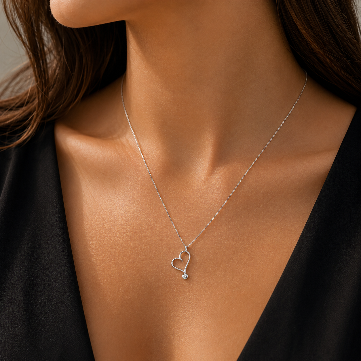 Κολιέ Diamonds από λευκό χρυσό 18Κ με διαμάντι μπριγιάν