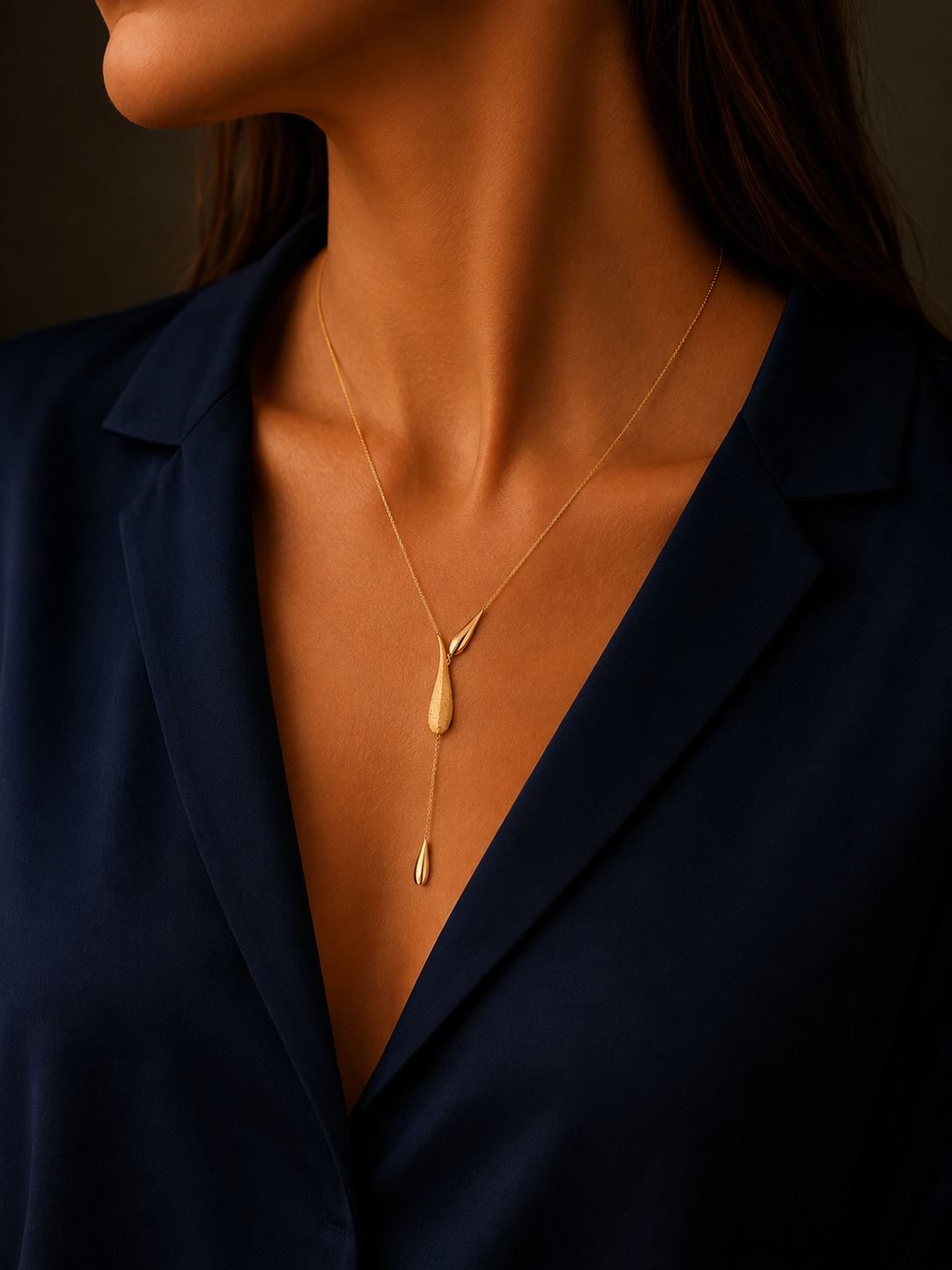 Κολιέ Aurum από χρυσό 18Κ με polished και ματ στοιχεία (γραβάτα)