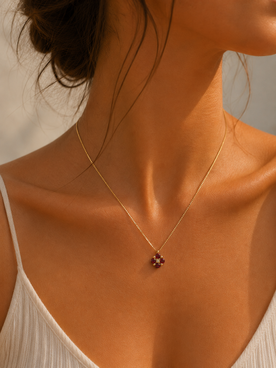 Κολιέ Gems από χρυσό 18K με ρουμπίνι και διαμάντι κοπής μπριγιάν