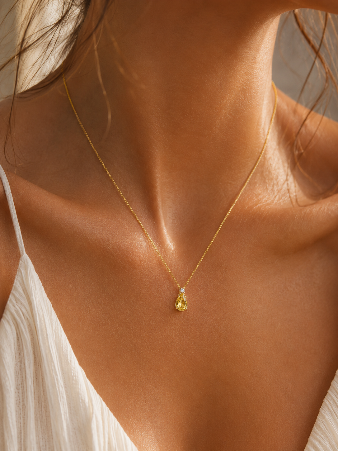 Κολιέ Gems από χρυσό 18K με κίτρινο ζαφείρι και διαμάντια μπριγιάν