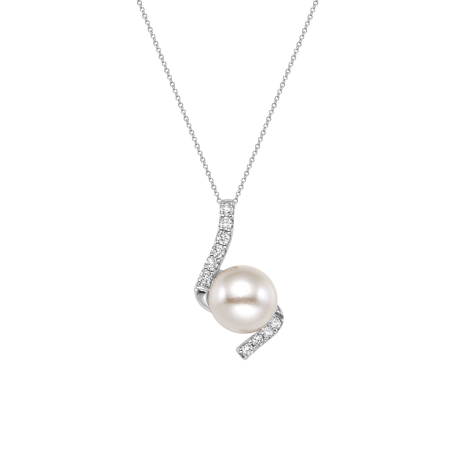 Μενταγιόν Pearls από λευκό χρυσό 18K με freshwater pearls και διαμάντια