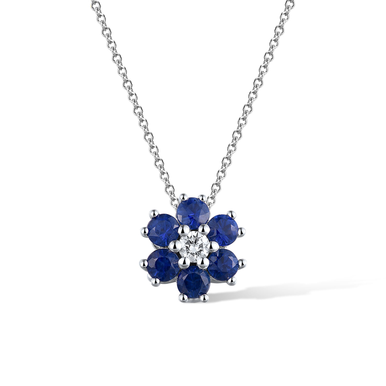 Μενταγιόν Gems από λευκό χρυσό 18K με ζαφείρια και διαμάντι μπριγιάν