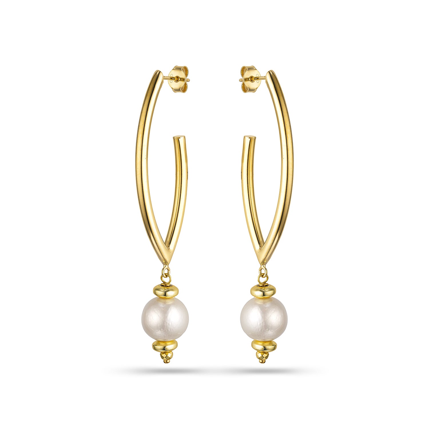 Σκουλαρίκια Amalfi από επιχρυσωμένο ασήμι 925° με freshwater pearls