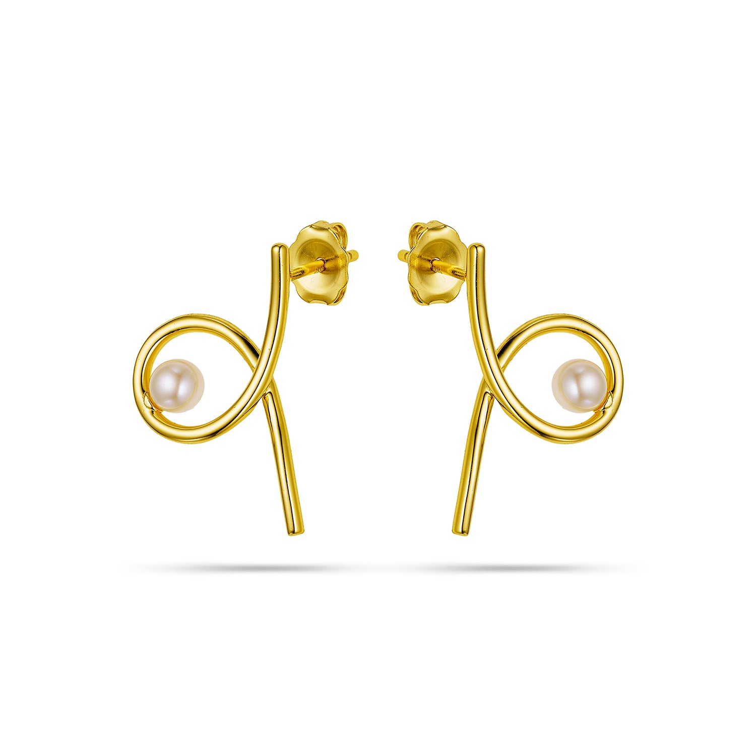 Σκουλαρίκια Pearls από επιχρυσωμένο ασήμι 925° με freshwater pearls