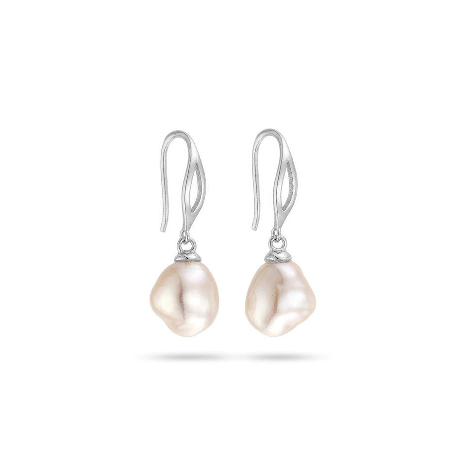 Σκουλαρίκια Pearls από επιροδιωμένο ασήμι 925° με freshwater pearls