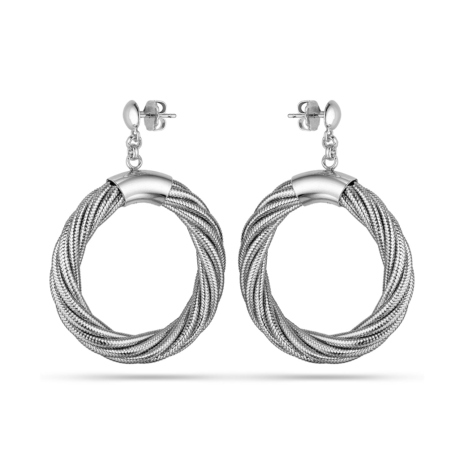 Σκουλαρίκια Défilé από ύφασμα lurex και κούμπωμα από επιροδιωμένο ασήμι 925°