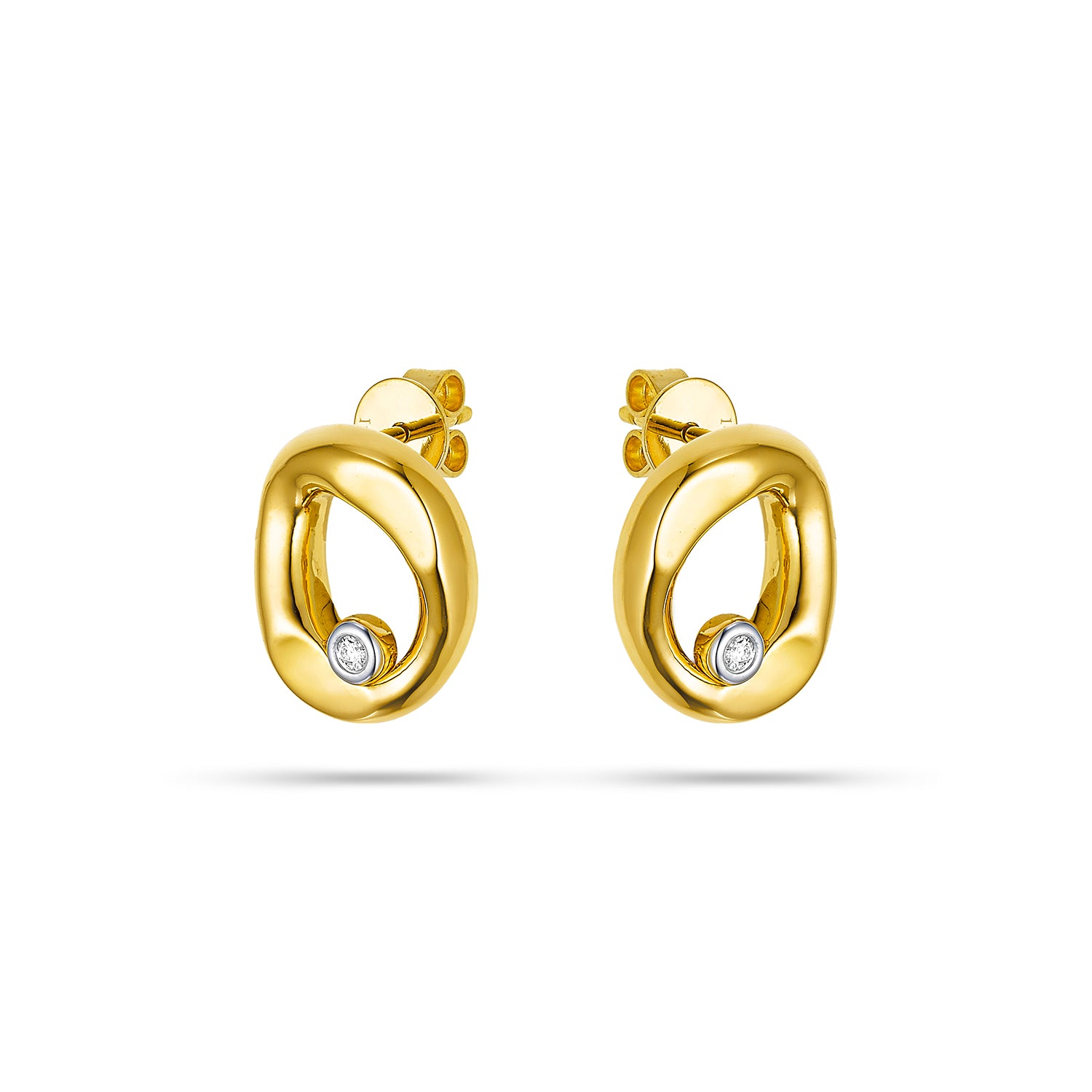 Σκουλαρίκια Fancy Diamonds από χρυσό Κ14 με διαμάντια κοπής μπριγιάν