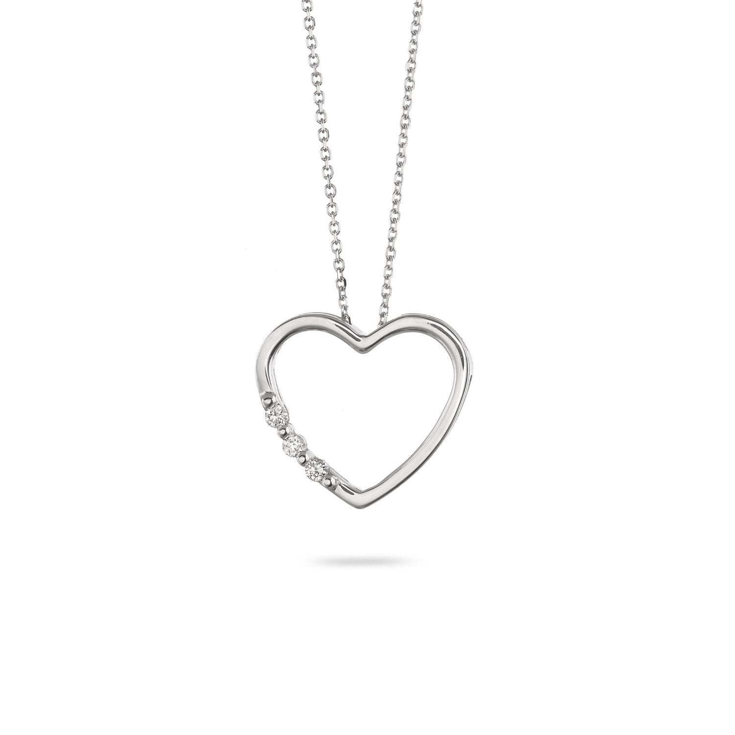 Κολιέ LiLaLove Καρδιά από λευκό χρυσό 18Κ με διαμάντια μπριγιάν Εικόνα 1
