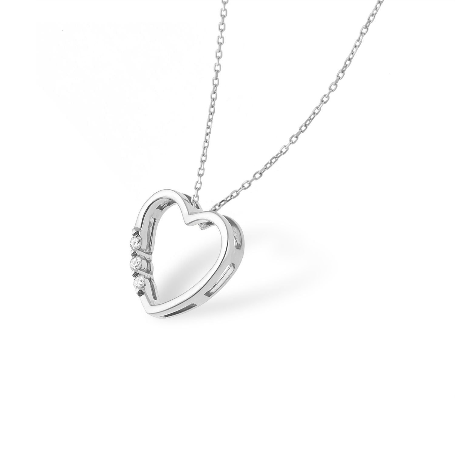 Κολιέ LiLaLove Καρδιά από λευκό χρυσό 18Κ με διαμάντια μπριγιάν Εικόνα 2