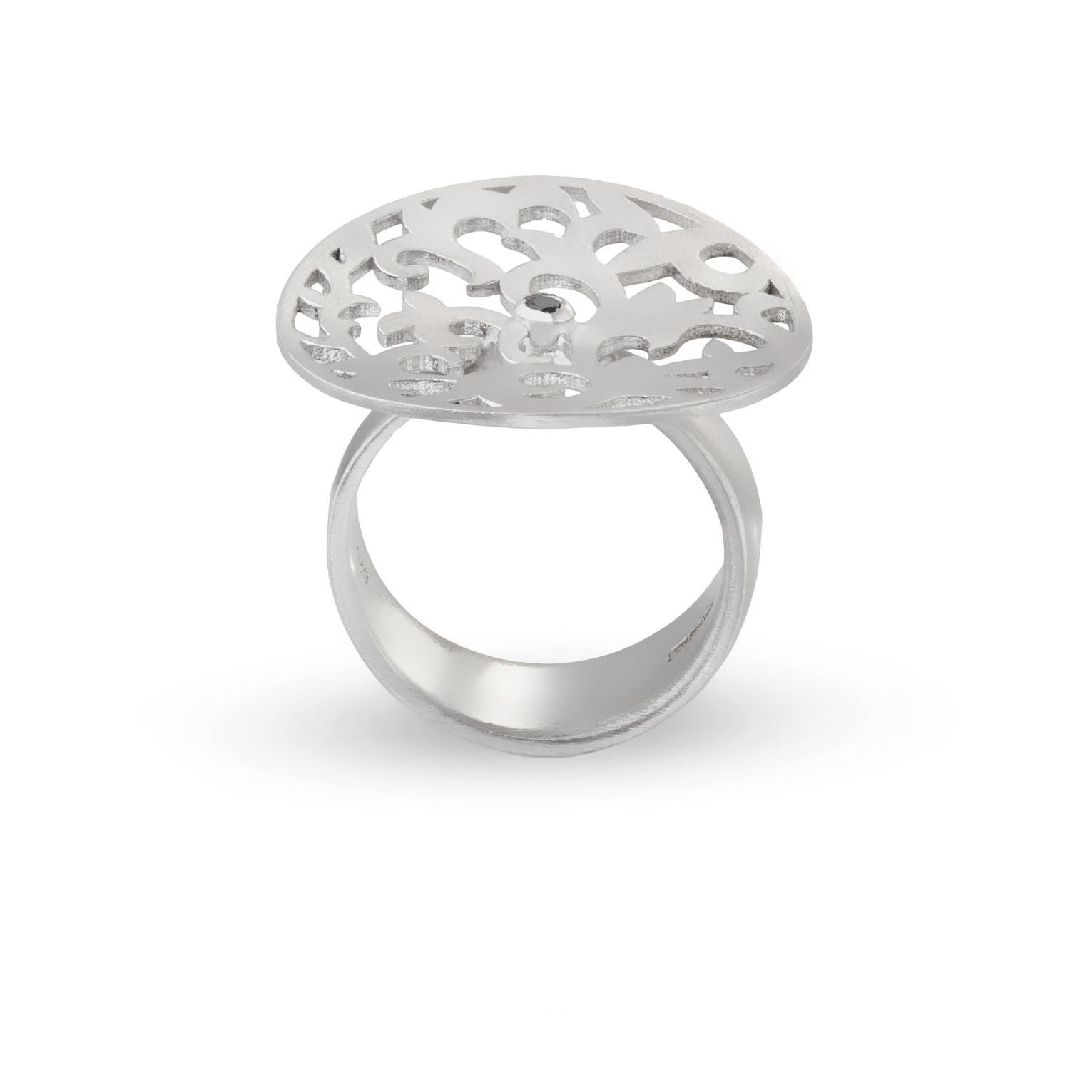 Δαχτυλίδι Arabesque από επιροδιωμένο ασήμι 925° με μπλε ζαφείρι Εικόνα 2