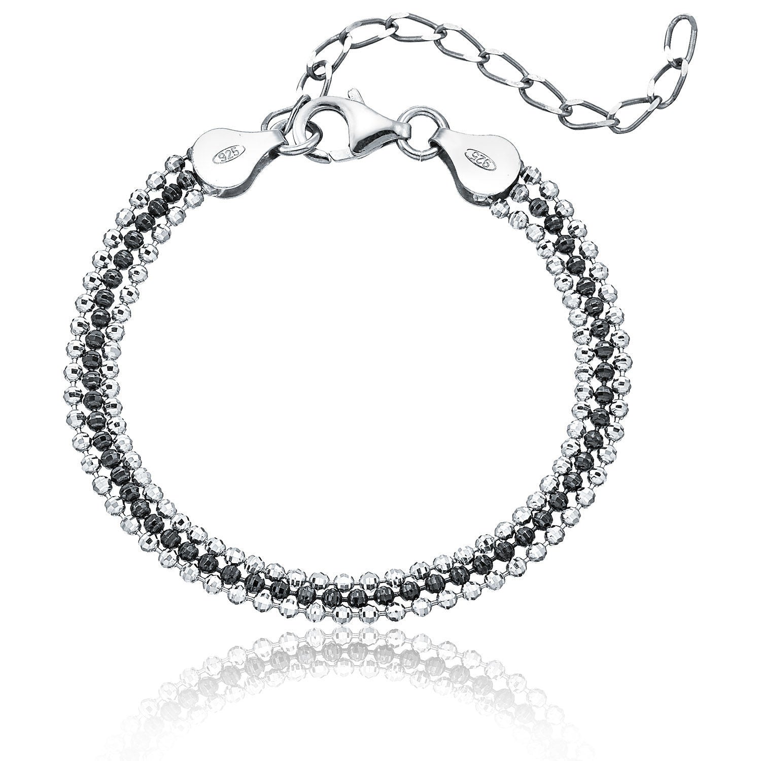 Βραχιόλι Skin από επιροδιωμένο και μαύρο επιροδιωμένο ασήμι 925° Εικόνα 1