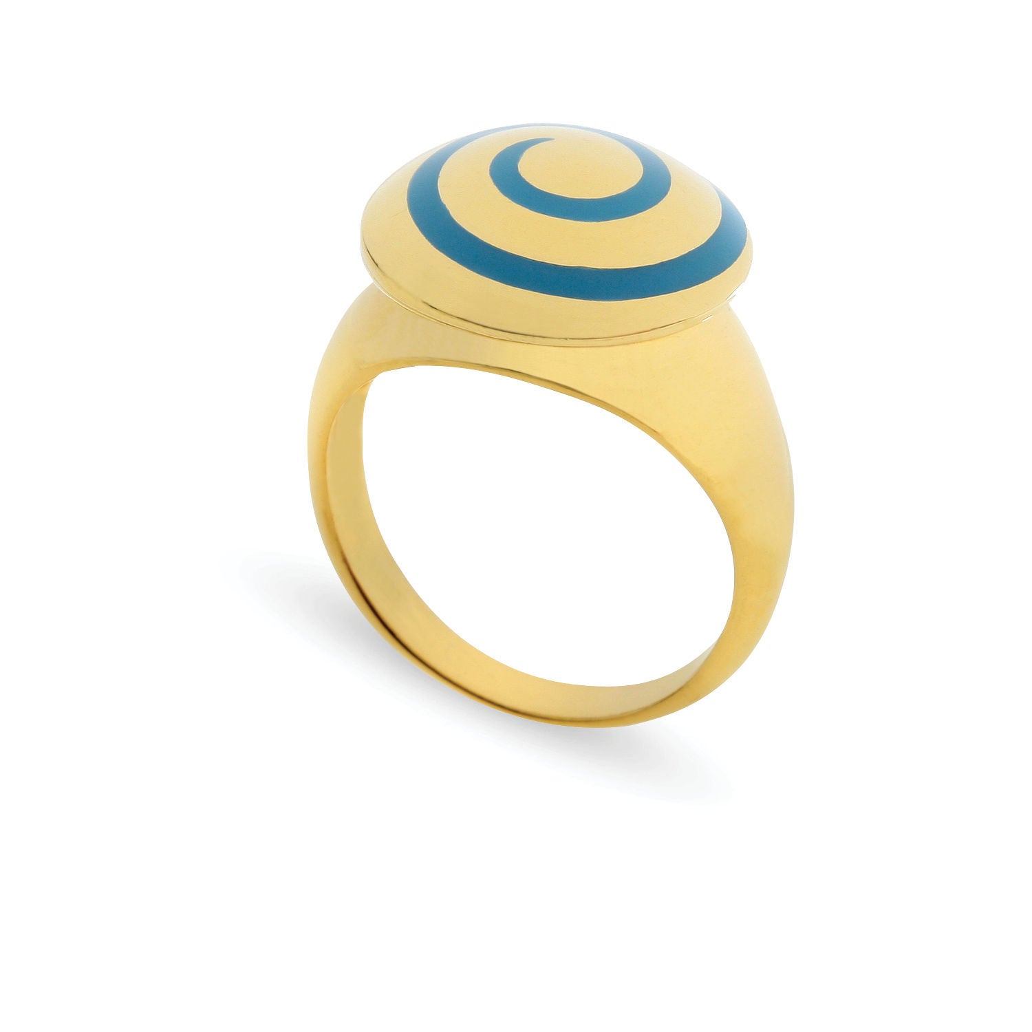 Δαχτυλίδι Chevalier από επιχρυσωμένο ασήμι 925° με γαλάζιο σμάλτο Εικόνα 1