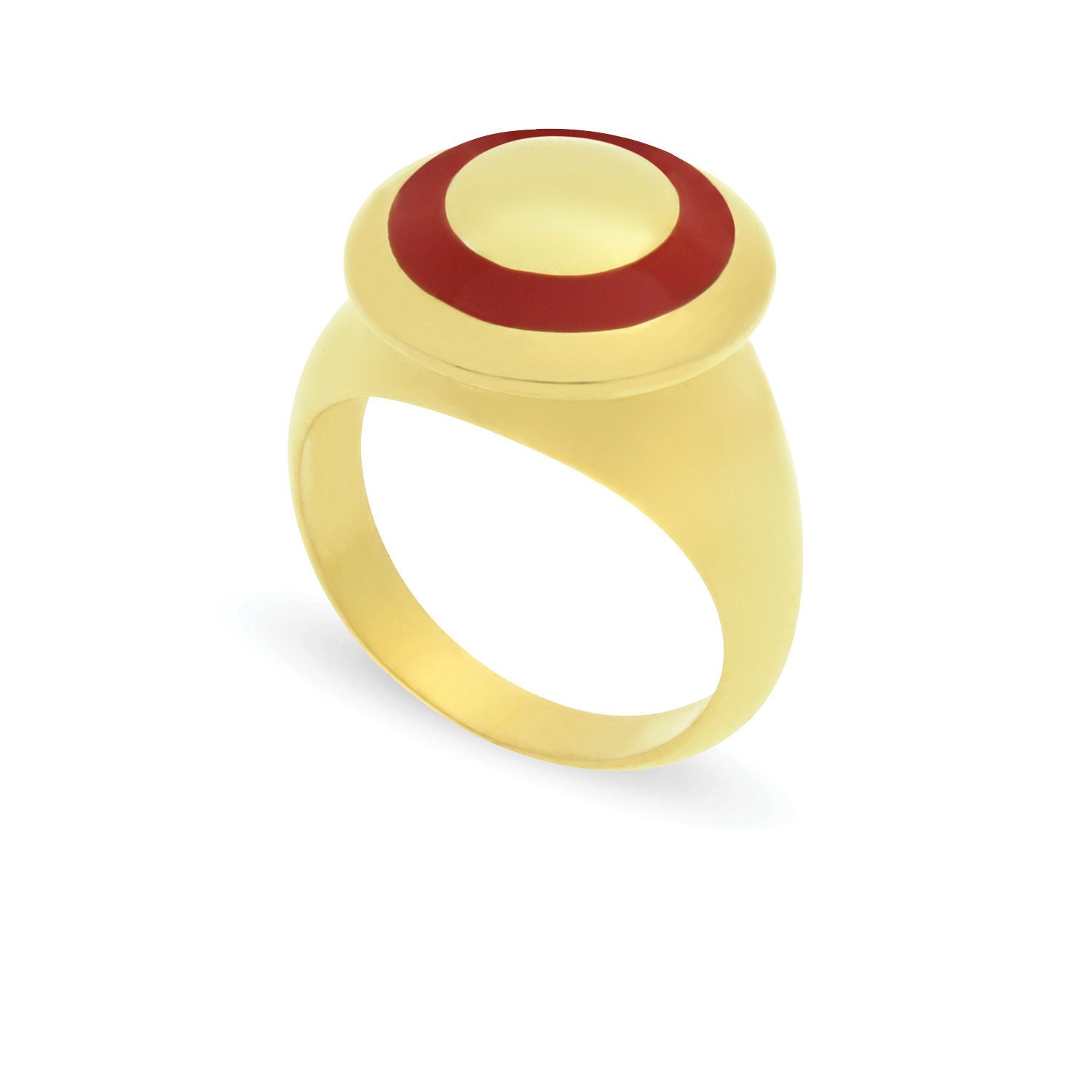 Δαχτυλίδι Chevalier από επιχρυσωμένο ασήμι 925° με κόκκινο σμάλτο Εικόνα 1