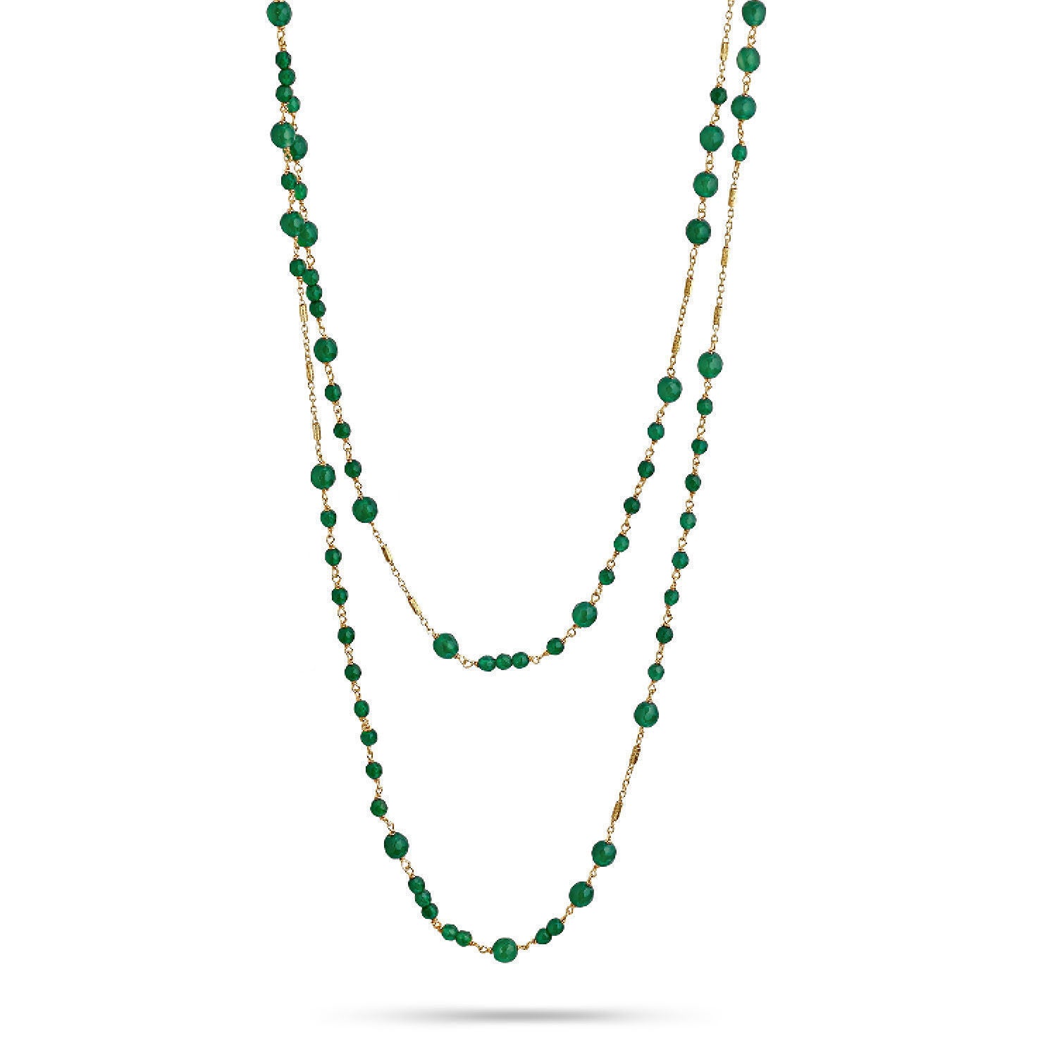 Κολιέ Swing από ροζ επιχρυσωμένο ασήμι 925° με πράσινο αχάτη Εικόνα 1