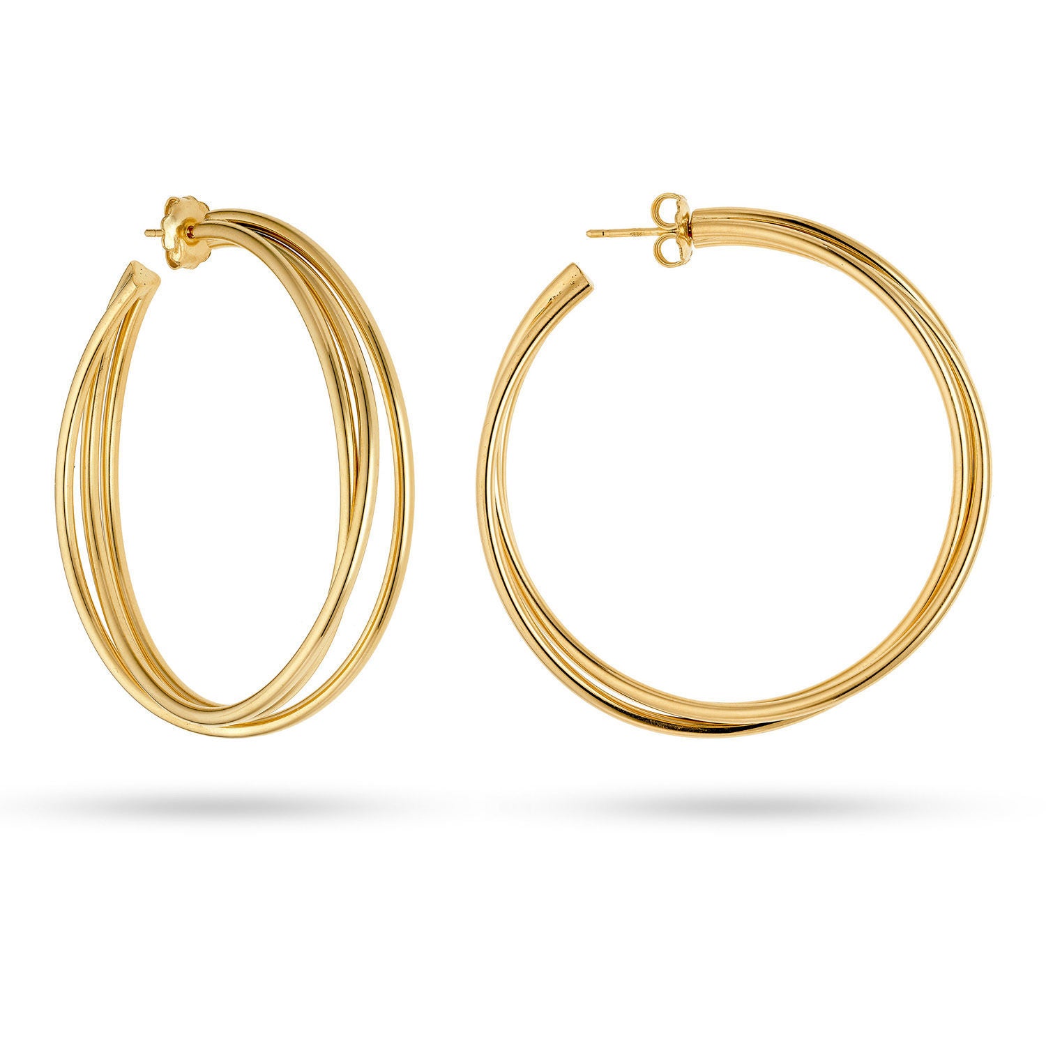 Σκουλαρίκια κρίκοι Reflections από επιχρυσωμένο ασήμι 925° Εικόνα 1