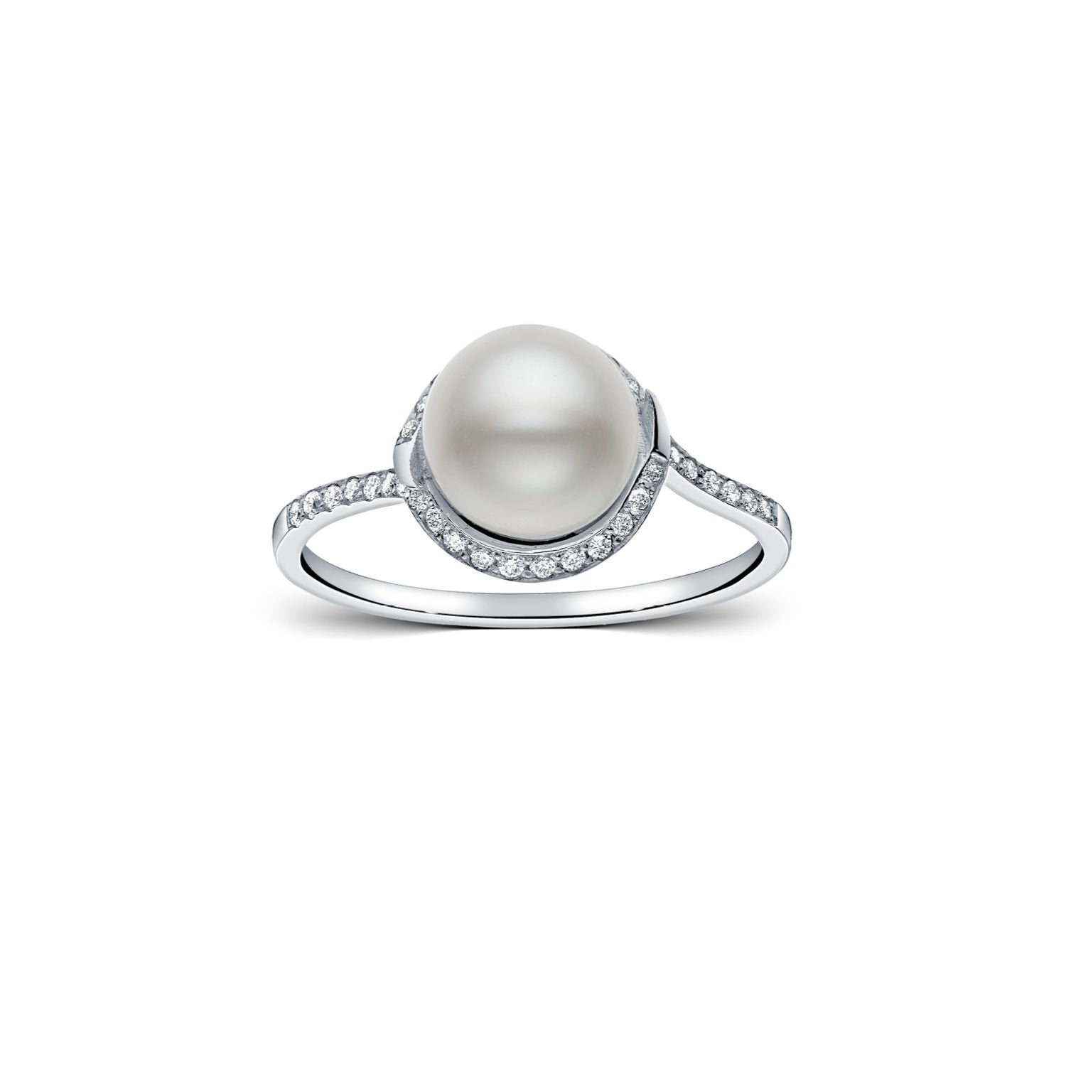 Δαχτυλίδι Pearls από λευκό χρυσό 18K με freshwater pearl και διαμάντια μπριγιάν Εικόνα 1