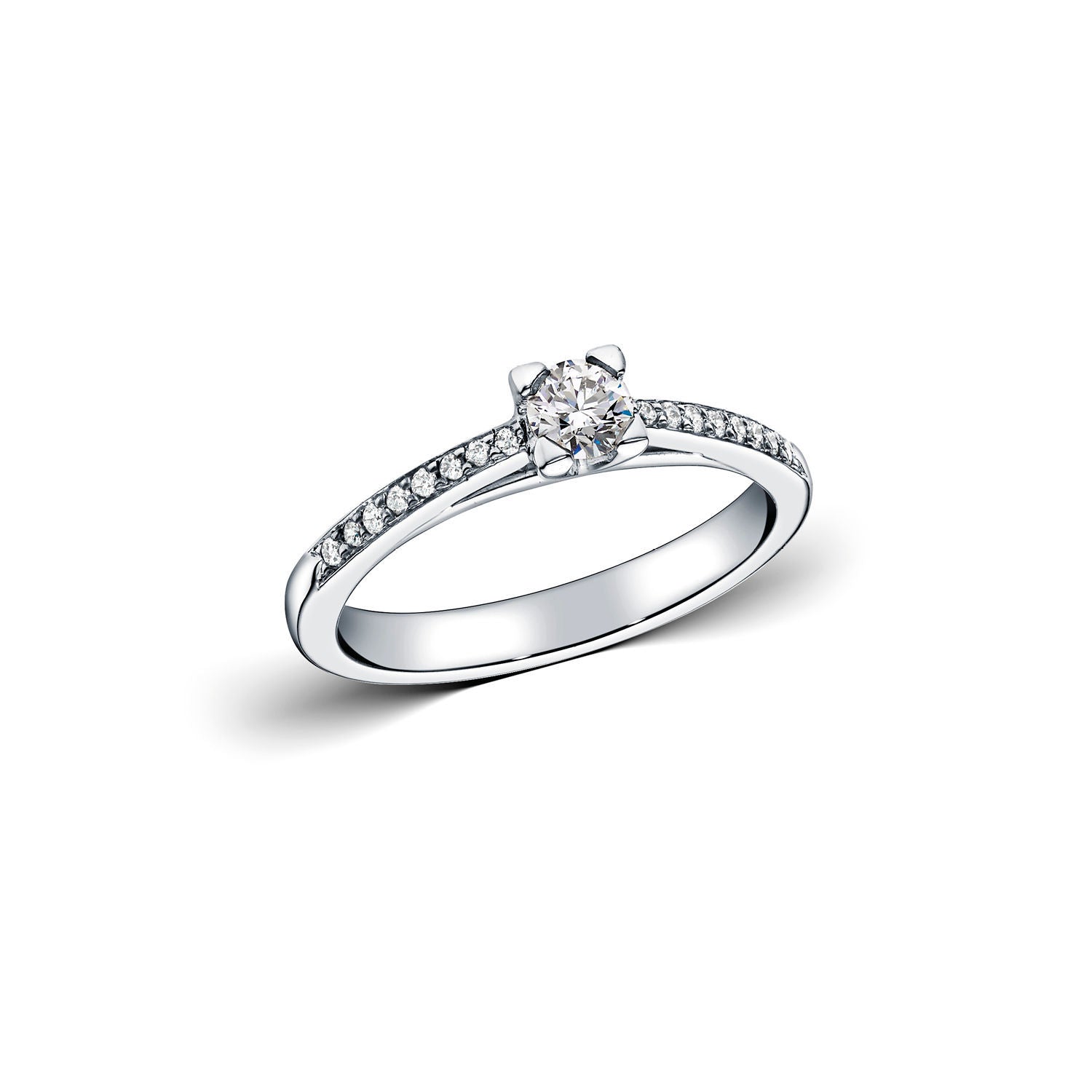 Μονόπετρο δαχτυλίδι από λευκό χρυσό 18K με διαμάντια μπριγιάν Εικόνα 1