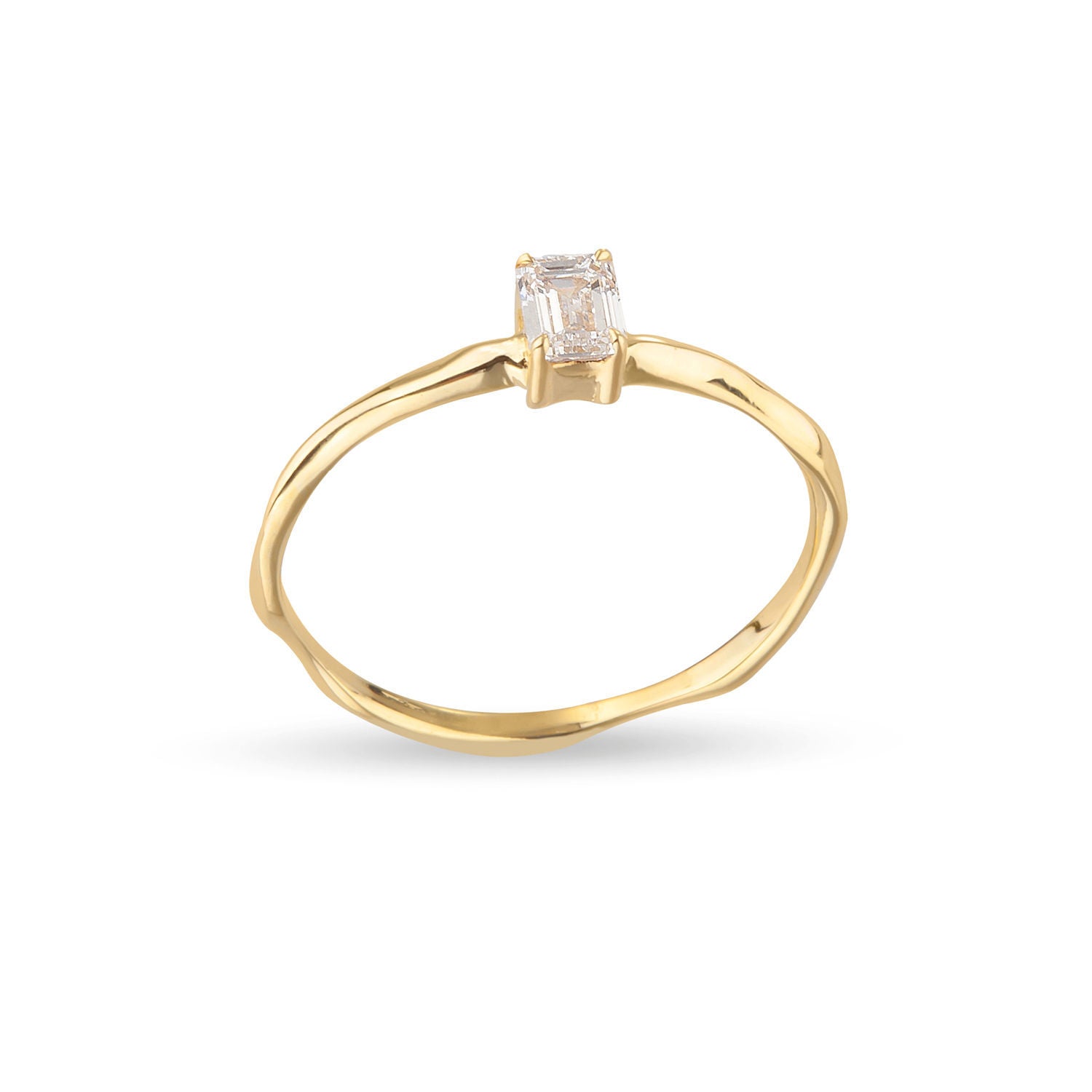 Δαχτυλίδι Diamonds από χρυσό 18Κ με διαμάντι emerald 0.24ct Εικόνα 2