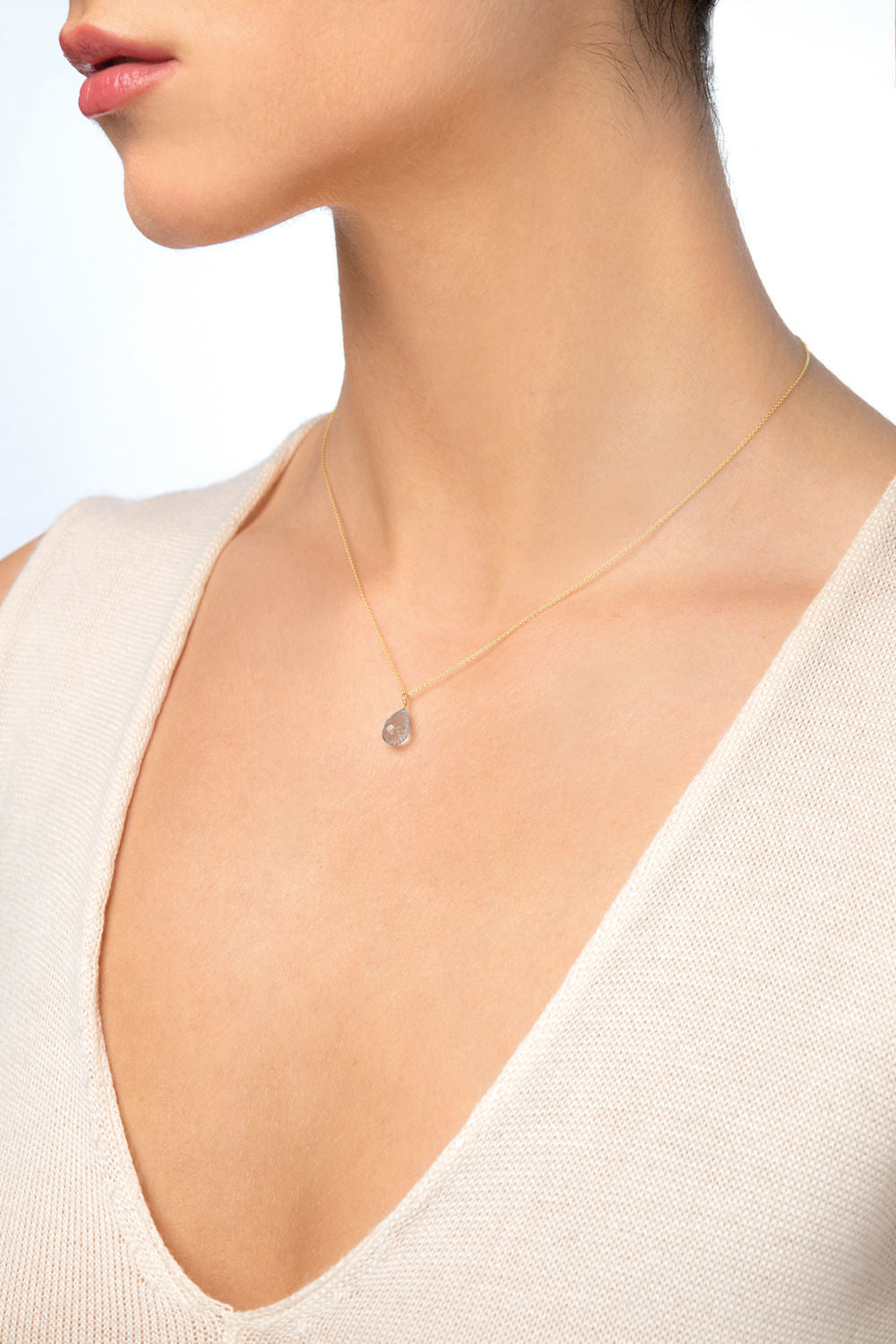 Μενταγιόν Mini Drops από χρυσό 18Κ με blue topaz Εικόνα 2