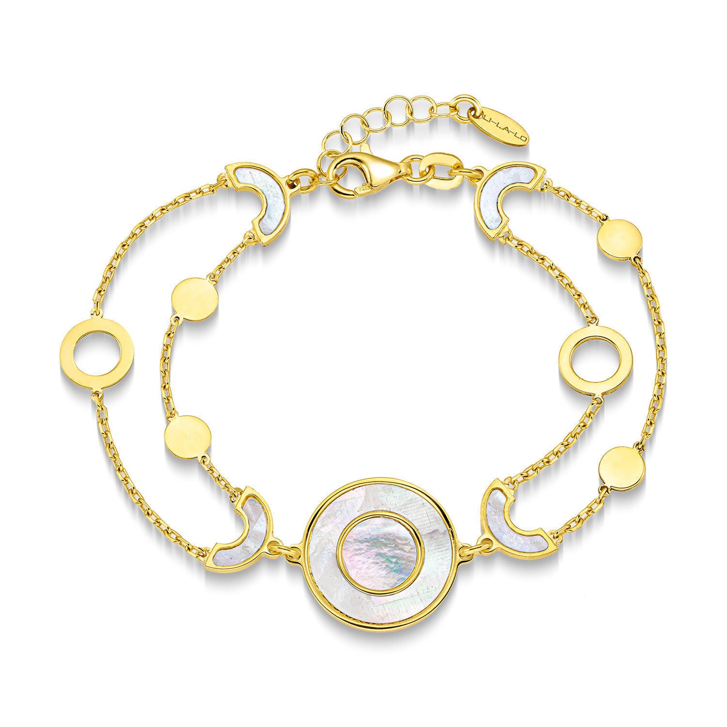 Βραχιόλι Geometry διπλό από επιχρυσωμένο ασήμι 925° με φίλντισι Εικόνα 1