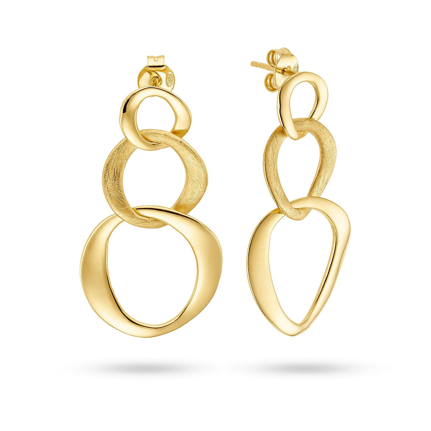 Σκουλαρίκια Reflections από επιχρυσωμένο ασήμι 925° ματ και polished Εικόνα 1