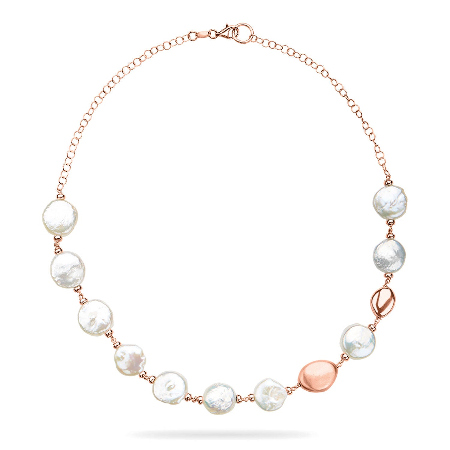 Κολιέ Swing από ροζ επιχρυσωμένο ασήμι 925° με μαργαριτάρια μπαρόκ Εικόνα 1