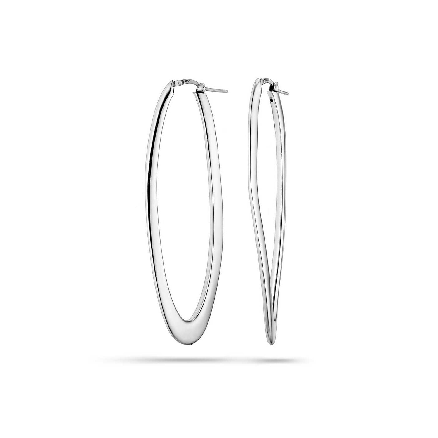 Σκουλαρίκια κρίκοι Reflections από επιροδιωμένο ασήμι 925° Εικόνα 1