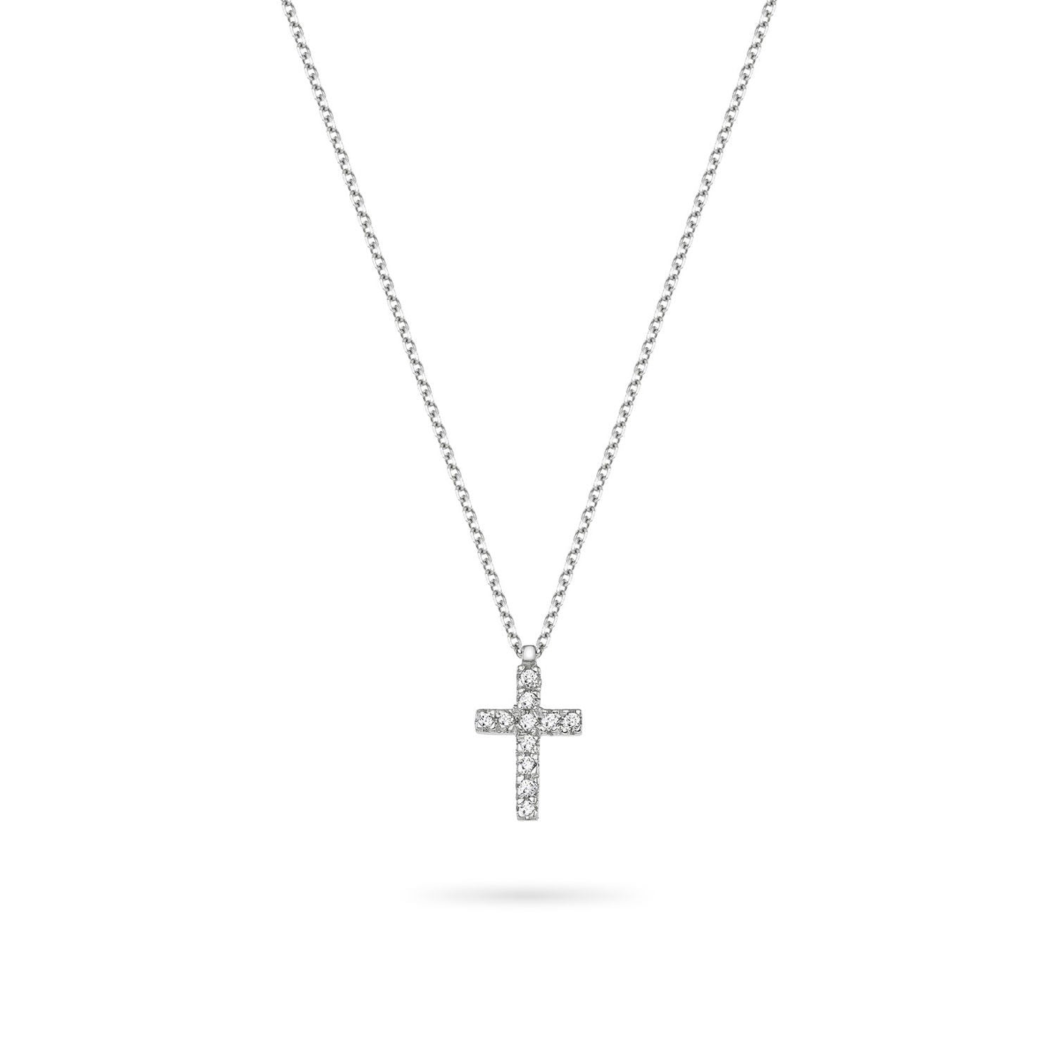 Σταυρός από λευκό χρυσό 18K με διαμάντια μπριγιάν Εικόνα 1