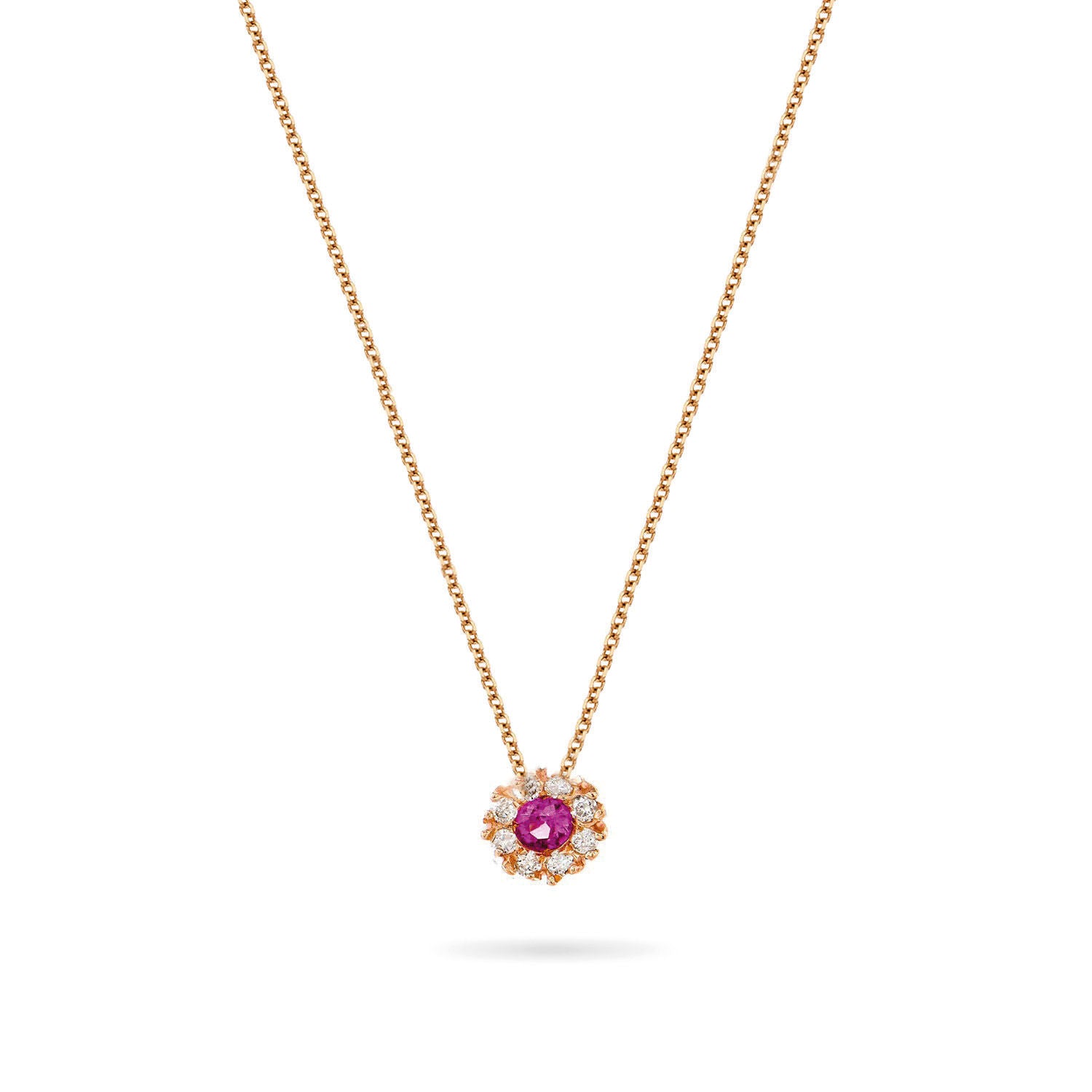 Κολιέ Gems από ροζ χρυσό 18K με ρουμπίνι και διαμάντια μπριγιάν Εικόνα 1