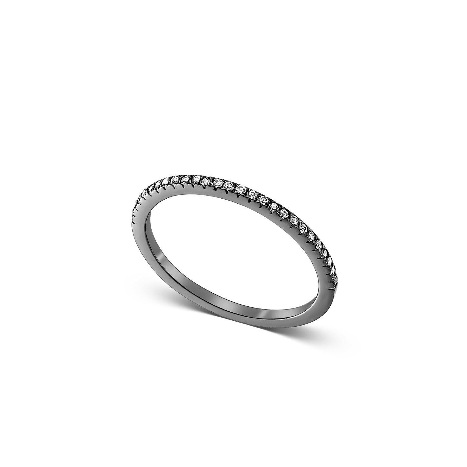 Δαχτυλίδι μισόβερο σειρέ Reflections από μαύρο επιροδιωμένο ασήμι 925° με ζιργκόν Εικόνα 1