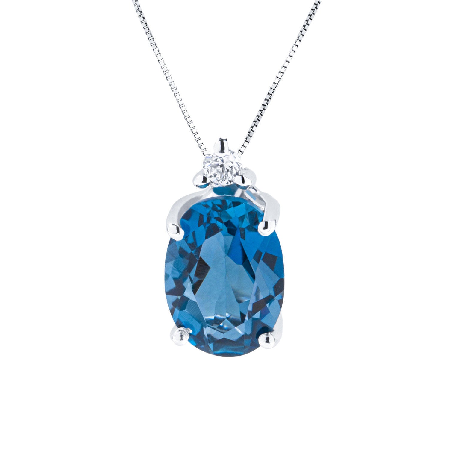 Κολιέ Gems από λευκό χρυσό 18K με London blue topaz και διαμάντι μπριγιάν Εικόνα 1